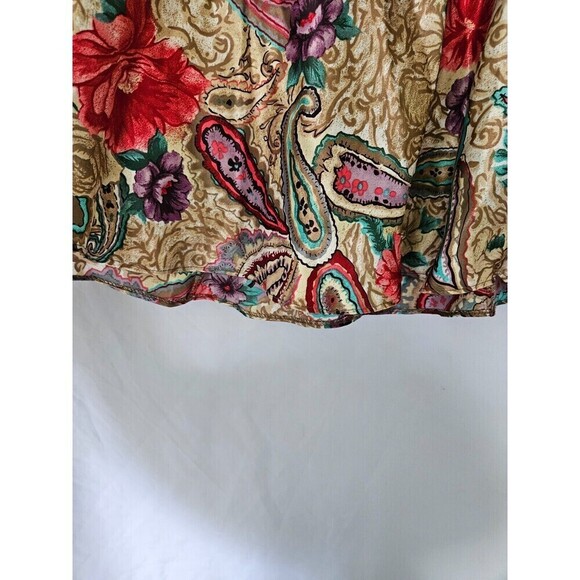 VTG 90s Y2K Floral Paisley Beigh Satin Camisole Tank Top Lingerie Sz M Kathryn - Picture 8 of 9
